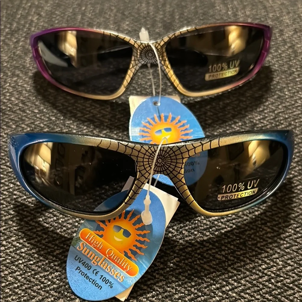 Boys spiderweb 2 pair Sunglasses - Blue and Purple UV400